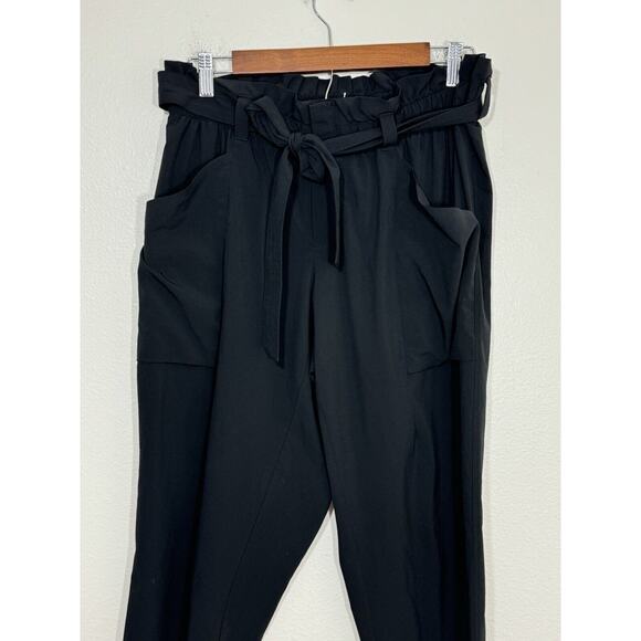 Athleta Skyline Travel Pants Paper Bag High Waist Tie Belted Black Activewear 10 - Picture 5 of 10